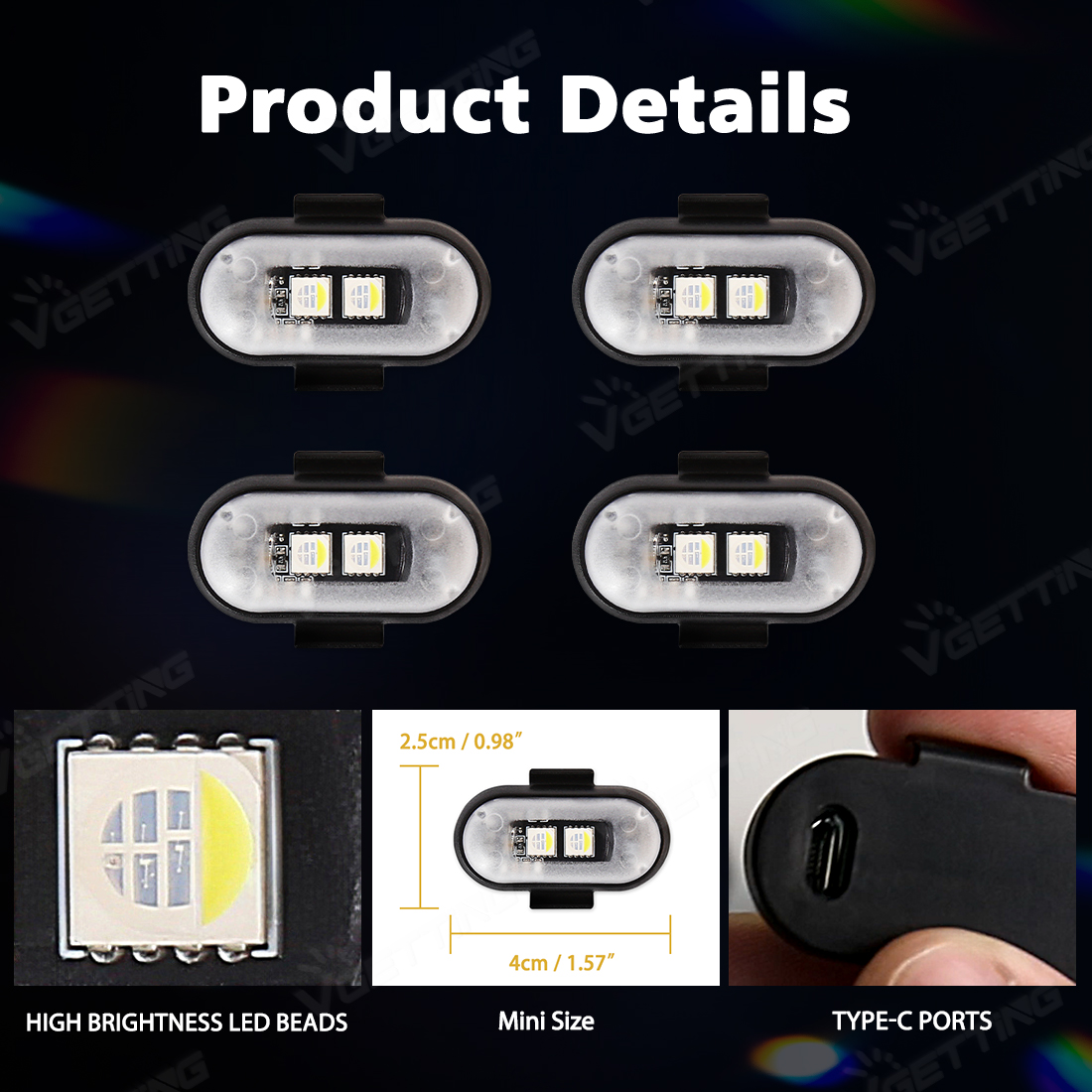4 шт., мини-дрон, стробоскоп,  – обзор и цена Drone Led Light